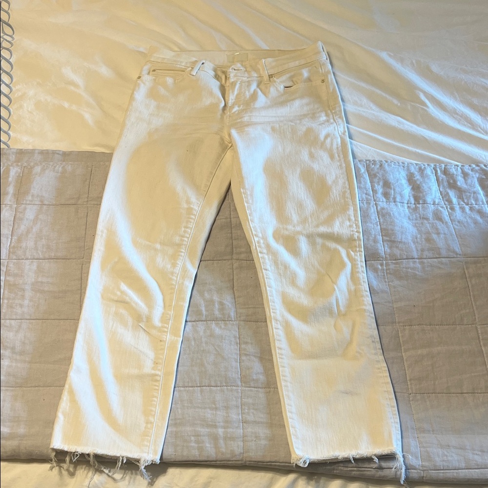 MOTHER Women's Cream Straight Leg Jeans